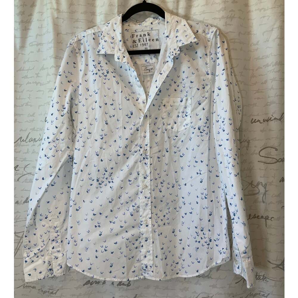 Frank & Eileen Barry Blue Butterfly Button-Up Shirt XL